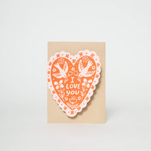 Load image into Gallery viewer, Love Birds Letterpress Greeting Card by Phoebe Wahl