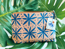 Load image into Gallery viewer, Blue block printed zipper pouch