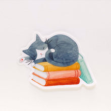 Load image into Gallery viewer, Cat and Books Sticker