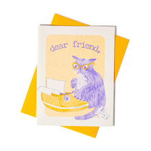 Load image into Gallery viewer, Dear Friend Typewriter Cat - Risograph Greeting Card
