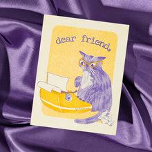 Load image into Gallery viewer, Dear Friend Typewriter Cat - Risograph Greeting Card