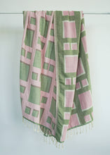 Load image into Gallery viewer, WINDOWS TURKISH BATH TOWEL / PINK & GREEN