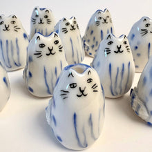 Load image into Gallery viewer, Tiny Blue Cat Vase – Handcrafted Porcelain Mini Bud Vase