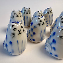 Load image into Gallery viewer, Tiny Blue Cat Vase – Handcrafted Porcelain Mini Bud Vase