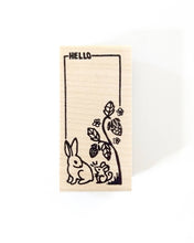 Load image into Gallery viewer, Bunny & Mouse Hello Rubber Stamp