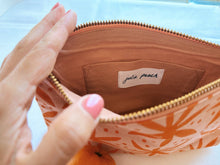 Load image into Gallery viewer, Orange block printed zipper pouch