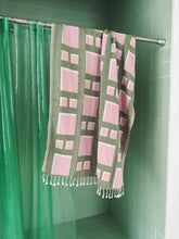 Load image into Gallery viewer, WINDOWS TURKISH BATH TOWEL / PINK & GREEN