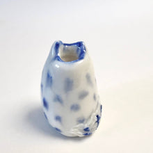 Load image into Gallery viewer, Tiny Blue Cat Vase – Handcrafted Porcelain Mini Bud Vase