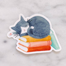 Load image into Gallery viewer, Cat and Books Sticker