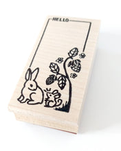 Load image into Gallery viewer, Bunny & Mouse Hello Rubber Stamp
