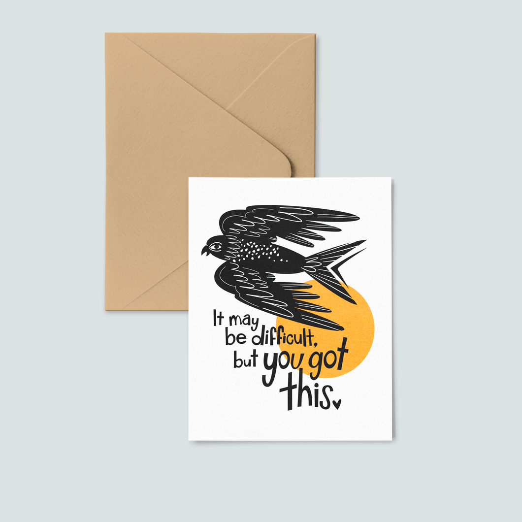 You Got This Bird Risograph Greeting Card