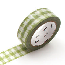 Load image into Gallery viewer, Stripe Checkered Light Moss Green Washi Tape