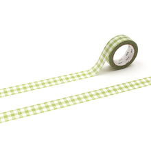 Load image into Gallery viewer, Stripe Checkered Light Moss Green Washi Tape