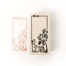 Load image into Gallery viewer, Bunny & Mouse Hello Rubber Stamp