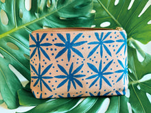 Load image into Gallery viewer, Blue block printed zipper pouch