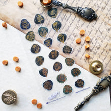 Load image into Gallery viewer, Golden Floral Seals Sticker Sheet