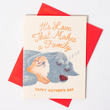 Load image into Gallery viewer, It's Love That Makes a Family - Risograph Mothers Day Card