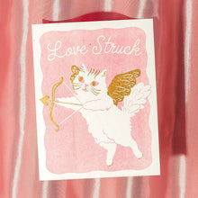 Load image into Gallery viewer, Love Struck Cat - Risograph Greeting Card