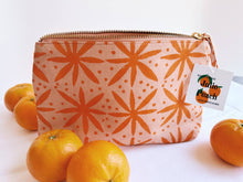 Load image into Gallery viewer, Orange block printed zipper pouch