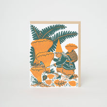 Load image into Gallery viewer, Mushroom Picking Gnome Letterpress Greeting Card