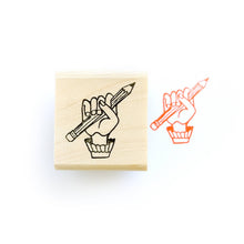Load image into Gallery viewer, Pencil in Hand Rubber Stamp