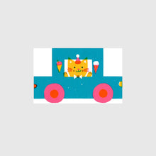 Load image into Gallery viewer, Party Cat Little Blue Car Die Cut Card