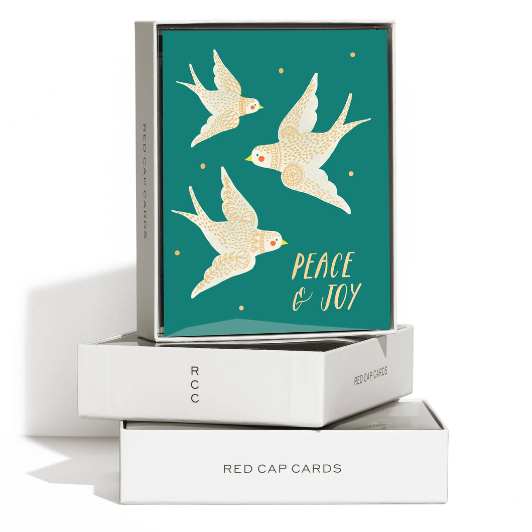 Peace and Joy Doves holiday card boxed set