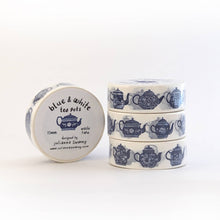 Load image into Gallery viewer, Blue &amp; White Teapots 15mm Washi Tape White Background
