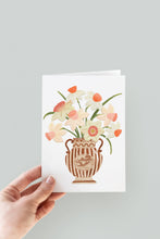 Load image into Gallery viewer, Rabbit Vase With Pink Daffodils Greeting Card
