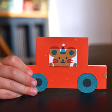 Load image into Gallery viewer, Party Mouse Little Red Car Die Cut Card
