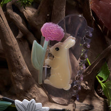 Load image into Gallery viewer, Cream Bunny Rabbit with Pink Peony Flower Acetate Hair Claw
