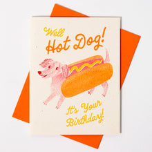 Load image into Gallery viewer, Hot Dog - Risograph Birthday Card
