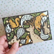 Load image into Gallery viewer, Hello Woodland Animal Postcard

