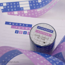 Load image into Gallery viewer, Embossed Letters Kiss Cut PET Tape - Blue and Lavender
