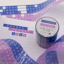 Load image into Gallery viewer, Embossed Letters Kiss Cut PET Tape - Blue and Lavender
