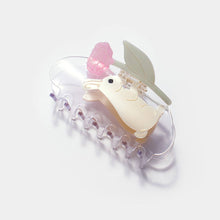 Load image into Gallery viewer, Cream Bunny Rabbit with Pink Peony Flower Acetate Hair Claw
