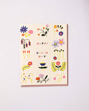 Load image into Gallery viewer, Grid Flower Doodles Birthday Card
