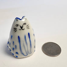 Load image into Gallery viewer, Tiny Blue Cat Vase – Handcrafted Porcelain Mini Bud Vase
