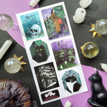 Load image into Gallery viewer, Midnight Familiar Sticker Sheet by Johanna Ost
