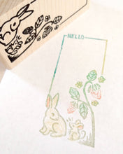Load image into Gallery viewer, Bunny &amp; Mouse Hello Rubber Stamp
