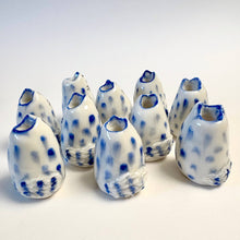 Load image into Gallery viewer, Tiny Blue Cat Vase – Handcrafted Porcelain Mini Bud Vase
