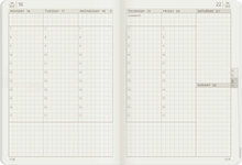 Load image into Gallery viewer, 2025 A6 Weekly Planner | Core | Stacked Weekends | 52gsm Tomoe River Paper
