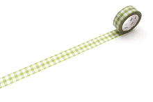 Load image into Gallery viewer, Stripe Checkered Light Moss Green Washi Tape
