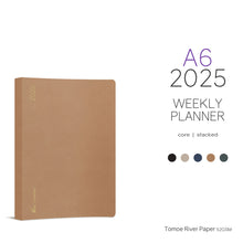 Load image into Gallery viewer, 2025 A6 Weekly Planner | Core | Stacked Weekends | 52gsm Tomoe River Paper
