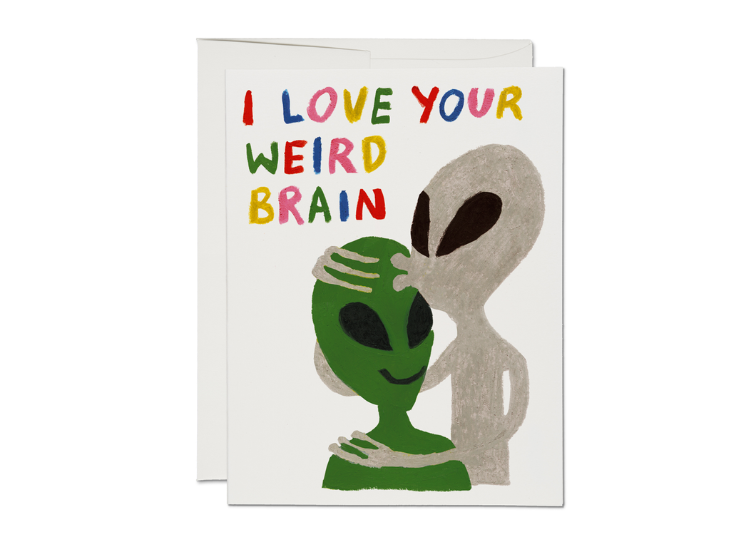 Weird Brain Love greeting card