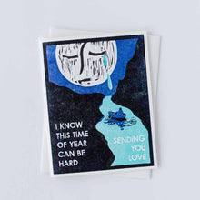 Load image into Gallery viewer, This Time of Year (Crying Moon) Letterpress Sympathy Card
