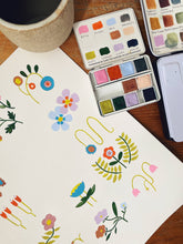 Load image into Gallery viewer, Grid Flower Doodles Birthday Card
