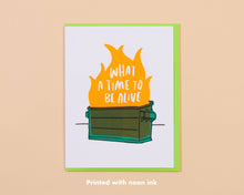 Load image into Gallery viewer, Dumpster Fire Letterpress Greeting Card
