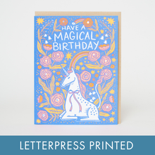 Load image into Gallery viewer, Magical Birthday Unicorn Letterpress Greeting Card by Hello!Lucky
