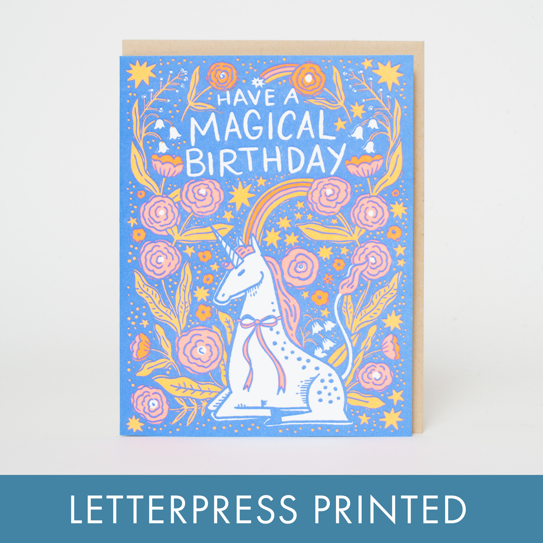 Magical Birthday Unicorn Letterpress Greeting Card by Hello!Lucky